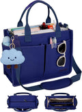 BESBESME Canvas Tote Bag for Women with Zipper & Compartments– Large Work & College Laptop Tote Crossbody Shoulder Bag