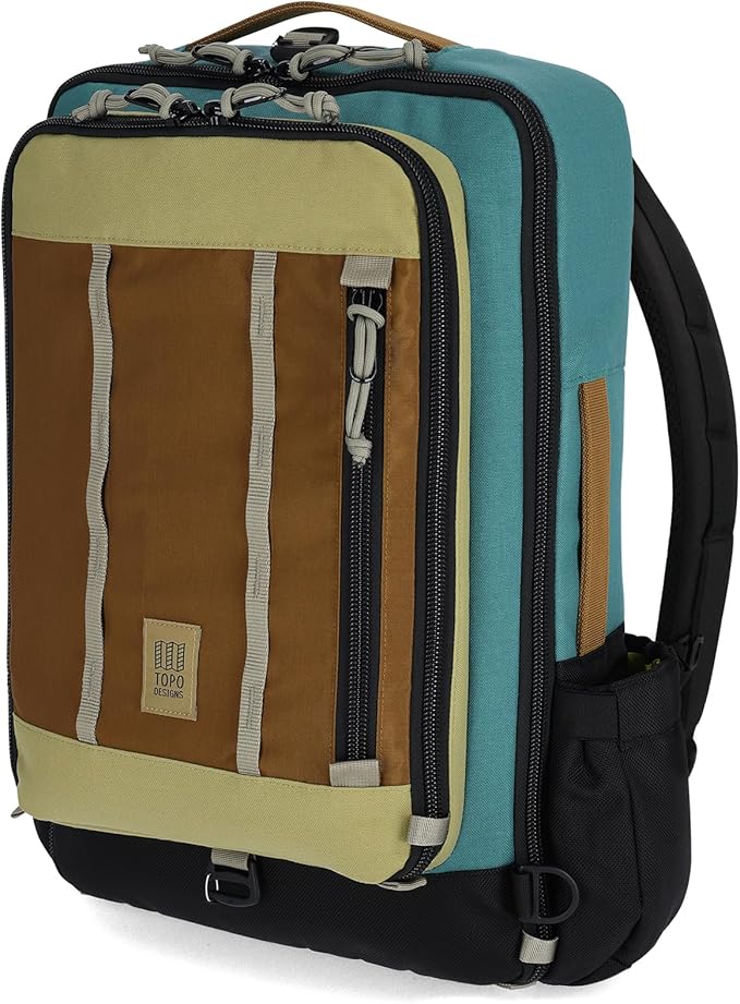 Topo Designs Global Travel Bag – 30L or 40L - Carry-On Compliant Most Airlines, Durable Travel Duffel Bag, Clam Shell Main Pocket, Laptop Sleeve, Backpack, Luggage (30L / Caribbean/Dark Khaki)