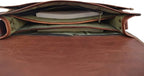 Genuine Vintage Leather Crossbody Messenger Bag, Slim Vertical Messenger Bag Fits 13 Inch Laptop, Unisex Shoulder Bag with Adjustable Straps and Brass Accessories, Brown