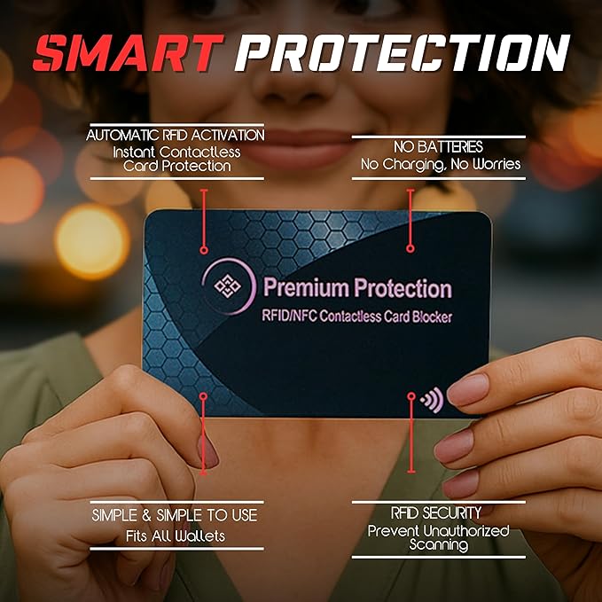 KF-Premium RFID Blocking Card (2 Pack) - Ultra Thin Debit & Credit Card Protector for Travel & Passport - Anti Theft & Fraud Contactless NFC Blocker - Wallet Defender for Men & Women - Pink