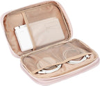 NISHEL Travel Cord Organizer Case, Double Layers Tech Electronic Bag, Essentials for Charger, Cable, Phone, Flash drive, Large, Pink