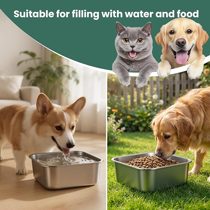 ZPUFAW 1.2 Gallons Dog Water Bowl, Stainless Steel Large Capacity Durable Dog Water and Food Bowl, Suitable as Outdoor Dog Travel Bowl