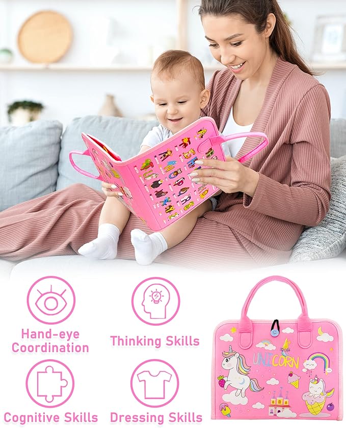 Exorany Busy Board Montessori Toys for Toddler Girls & Boys Birthday Gifts, Sensory Toys for Toddlers, Educational Travel Toy, Preschool Activities for Learning Fine Motor Skills