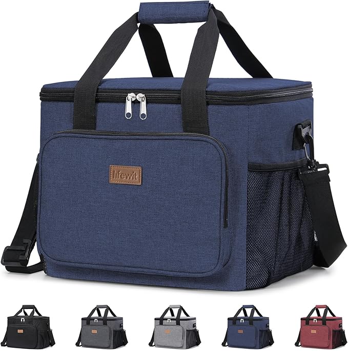 Lifewit Large Lunch Bag, Insulated Lunch Box, Soft Cooler Cooling Tote for Adult Men Women, Dark Blue 40-Can (24L)