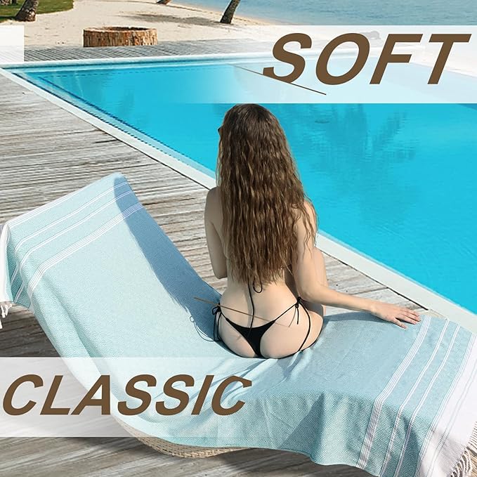 Genovega 4 Packs Oversized Turkish Beach Towel Thin Quick Dry Sand Free Pool Swim Towels Large XL Adult Clearance Blanket Travel Vacation Accessories Essentials Rhombus
