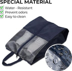 Shoe Bags For Travel, Used As For Storage or Shoe Travel Bag, Space Saving When Travelling With This Travel Shoe Bags For Packing, Featuring Waterproof Nylon Sneaker Bag. (Navy, 2 Pack, Medium)
