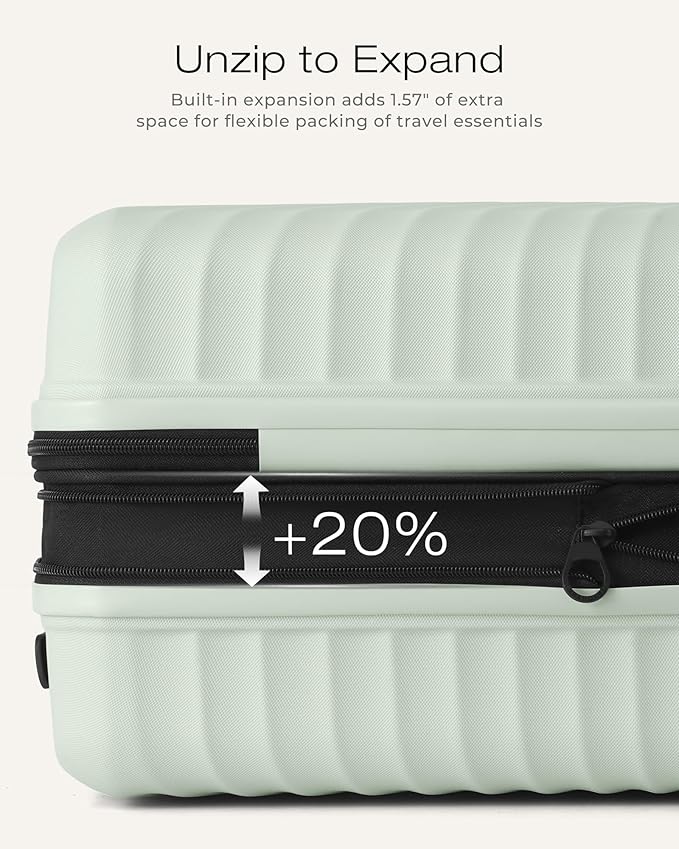 Coolife Carry On Luggage Expandable Hardside Upgrade PC Durable Lightweight Travel Suitcases with Dual Spinner Wheels & TSA Lock (Light Green, Carry-On 20-Inch)