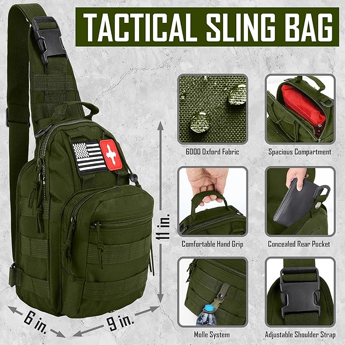 Survival Kit, 268 Pcs Emergency Survival Gear and Equipment Supplies with First Aid Kit, Camping Axe, Headlamp, Crossbody Bag for Camping Hiking, Hunting, Gift for Christmas Men, Dads,