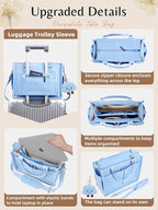 BESBESME Canvas Tote Bag for Women with Zipper & Compartments– Large Work & College Laptop Tote Crossbody Shoulder Bag