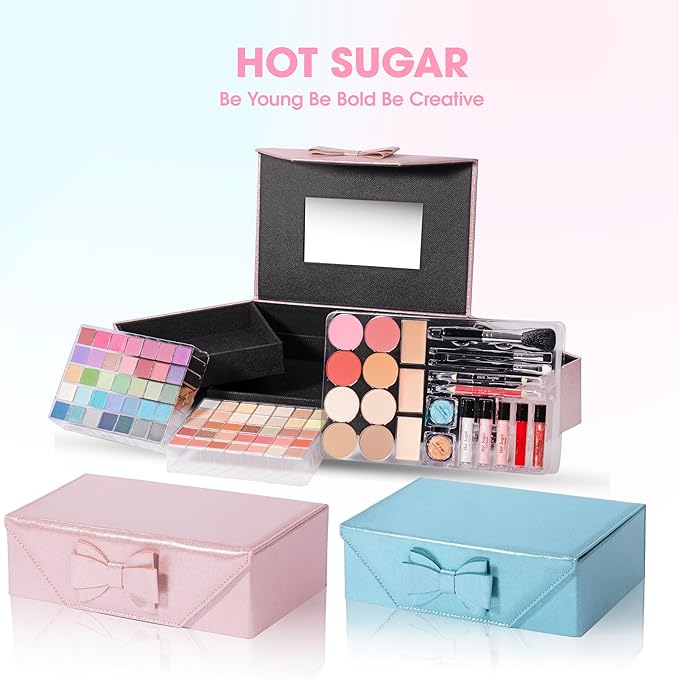 Hot Sugar Makeup Kit for Teenagers, Beginner Makeup Gift Set for Women Full Makeup Kit (Pink)