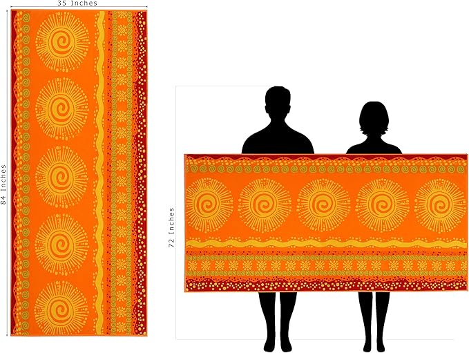 COTTON CRAFT Oversized Beach Towels - 2 Pack XXL 35x84 - The Big Kahuna 7 Foot Extra Large Beach Blanket Towel - Big & Tall - 100% Cotton Jacquard Velour Soft Luxury Towel - Sunshine Orange Yellow