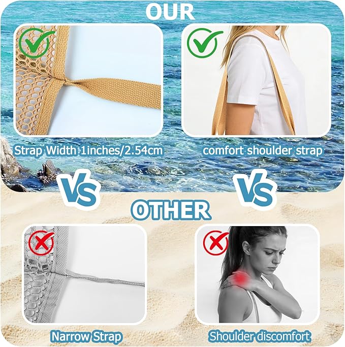 Iioscre Beach Bag for Women, Causal Hobo Pool Bags with Zipper Inner Pocket, Foldable Swim Tote Bag for Vacation Essentials
