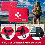 300 Piece First Aid Kit, Compact Waterproof First Aid Bag with 9 Organized Compartments, Portable Emergency Supplies Kit for Outdoor, Camping, Hiking, Car, Home, Travel, Office