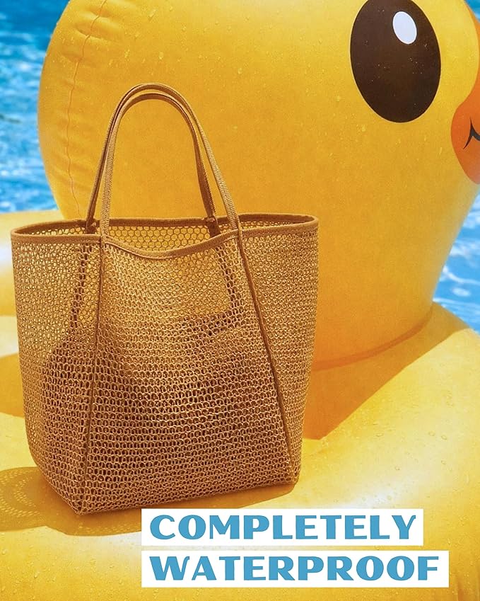 Beach Tote Bag for Women – Waterproof Mesh Tote Bag, Large Capacity Sandproof Beach Bags for Travel