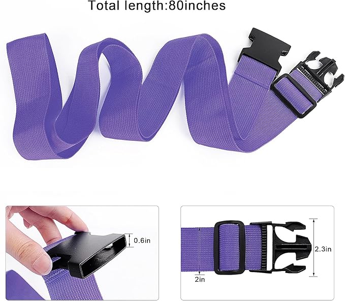 4Pcs Luggage Straps for Suitcase Travel Accessories TSA Approved, 80In Long Belts to Keep Your Suitcase Secure, Adjustable Bag Straps with Quick-Release Buckle for Travel Bag Closure, Purple