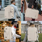 Gieury Travel Backpack, Extra Large 50L Expandable Backpack for Men Women, Carry On Backpack For Airplanes, Travel Essentials Luggage Suitcase Daypack Travel Gift Weekender Bag, Beige