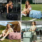 Eslcorri Gym Duffle Bag for Women Men, Sports Backpack with Wet & Shoe Compartment, Fitness Overnight Weekender Bag for Yoga, Swim, Travel (Style B, DarkPink)