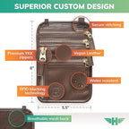 HERO Neck Wallet - RFID Blocking Passport Holder, Easy to Conceal Travel Pouch (Vegan Leather Brown)