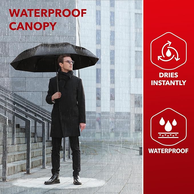 Repel Windproof Travel Umbrella - Compact & Withstands Winds up to 100MPH , Strongest Premium Auto Folding Umbrella for Rain and Sun - Durable, Light & Portable for Women & Men , Fits Backpack & Cars