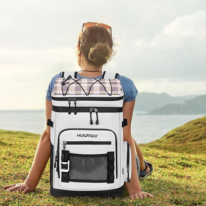 Hulongo Large Waterproof Insulated Cooler Backpack for Men & Women, Leak Proof Cooler Backpack for Camping, Beach, Fishing, Picnic, Travel, Outdoor, 30L, 48Cans