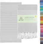 WETCAT Turkish Beach Towel Oversized (38"x71") 100% Turkish Cotton, Made in Turkey - Sand Free, Extra Large, Ultra Soft, Quick Drying, Compact & Lightweight for Travel - Light Grey