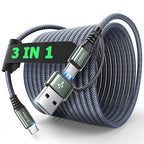 AINOPE USB C to USB C Cable, 16 FT USB C Cable Fast Charging with USB to USB C Adapter, 60W USB to USBC Cable for iPhone 17 Pro Max Air Type C Cable for iPhone 16/15/14/13/12, Grey