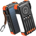 BLAVOR Solar Power Bank 20000mAh Built-in Cables, Wireless Charger for Phones & Apple Watch, 20W Fast Charging Battery Pack with USB C, Flashlight, Solar Charger for iPhone, iPad, iWatch, Samsung