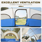 GoHimal 8 Person Tent for Camping, Waterproof Windproof Family Tent with Rainfly, Divided Curtain Design for Privacy Space, Portable with Carry Bag