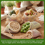 10 Pcs 17 x 14 in Reusable Produce Bags Grocery Washable, Cotton Mesh Produce Bags Plastic Free, Drawstring Closure, Double-stitched Organic Cotton Mesh Grocery Bag for Vegetables Fruit Onions