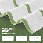 White Classic Cotton Pool Towels Oversized 35 x 70 Inches, Ultra Absorbent and Low Lint Striped Beach Towels for Adults, Stripes Design Luxury Extra Large Bath Towels, Green, 3 Pack
