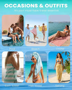6 Packs Turkish Beach Towels Vacation Essentials Quick Dry Sand Free Oversized Bath Pool Swim Towel Extra Large XL Blanket Adult Travel Cruise Must Haves Clearance Stuff Necessities Accessories