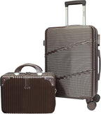World Traveler VentureX Airline Approved 2-Piece Carry-On Luggage Set – Lightweight Hardside Polycarbonate Suitcase with Spinner Wheels - Brown