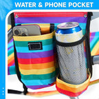 2 Pack Lightweight Portable Camping Beach Chair for Adult, Outdoor Lay Flat Folding Beach Chairs with 5 Position, Backpack Beach Chair with Towel Bar, Zipper Pouch, Cup Holder, Rainbow Striped