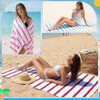 EBOOT 10 Pack Oversized Beach Towel Set Extra Large Pool Towels Microfiber Quick Dry Swim Blanket for Adult Women Men Face Hand Body Bath Travel Pool (Mixed Color,36 x 72 Inch,Classic Stripe)