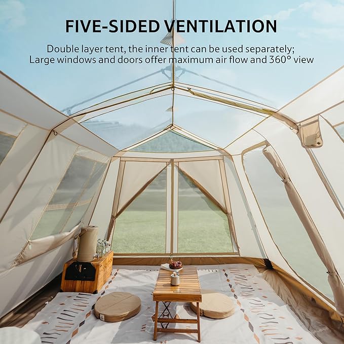 Naturehike Village Instant Tent, Camping Tent with Full Rainfly, Waterproof Large Cabin Tents for Car Camping
