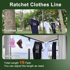 Vigorport Retractable Travel Clothesline, Portable Clothes Line Heavy Duty Rope Pully System with Carabiner for Outdoor Camping, Cruise Ships, Indoor Backyard, Balcony (19Ft, 2 Pack)
