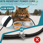 Pet Heated Bowl for Cat Dog, Freeze-Proof Warming Animal Food Feeder with Anti-Chew Cord,Waterproof & Thermostat Heating Bowls Removeable, (2 x 23 fl oz, Grey)
