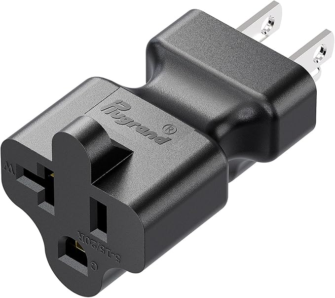 15 Amp to 20 Amp Nema 5-15P to 5-15R/5-20R T Blade Power Adapter, AC Adapter Converter