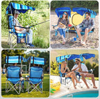 VTOY Portable Camping Chair with Canopy - Folding Chair with Canopy, Durable 600D Oxford Canopy Chair for Camping, Beach, Picnics, Fishing & Sports