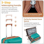Hard Shell Luggage Sets 4 Piece with 360 Spinner Wheels,Lightweight Suitcase Set with TSA Lock,Travel Luggage Set with Telescoping Handle,Light and Strong,Easy to Clean (Coral+Green)