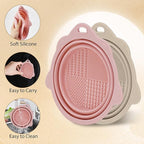 2-Pack Collapsible Silicone Dog Bowl,13oz Portable Pet Food & Water Dish, Travel Bowl with Non-Slip Textured Base (Lick Mat Feature) for Peanut Butter, Yogurt - Pink&Ivory