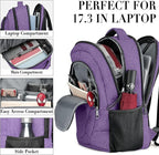 BIKROD Backpack for Women and Men, Extra Large School Backpacks for Teens, Water Resistant Back Pack Fits 17 Inch Laptop, Business Anti Theft Sturdy Computer Bag Gifts, Purple