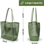 KALIDI Beach Nylon Mesh Tote Bag, Casual Tote Bag Hobo Women Foldable MAX 23L Shoulder Bag For Beach Picnic Vacation