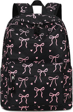 LOIDOU Backpack for Girls School Backpacks Bookbags for Elementary Middle School Women Laptop Backpacks (Bow tie Black, L-17)