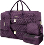 Large Women Travel Duffle Bag - Carry on Overnight Weekend Travel Duffel Tote Gym Bag with Wet Pocket Toiletry Weekender Overnight Bag for Travel Business Trips Sports Hospital 3 Pcs Set