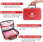 Gevoke 410 Piece Waterproof Hard Shell First Aid Kit for Home, Car, Travel, Camping, Truck, Hiking, Sports, Office, Vehicle & Outdoor Emergencies - Emergency Medical Kits (Red)