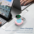 for Samsung Galaxy Watch Charger,1200mAh Portable Charger for Samsung Galaxy Watch 8/8 Classic/7/Ultra/6/6 Classic/5/5 Pro/4/3,Active 2/1 (Pink)