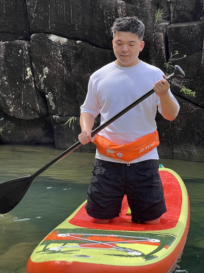 Automatic Inflatable Belt Pack Water Sports Jacket Waist Belt PFD for SUP Paddleboarding Fishing Boating Kayaking（fit 80-330 lbs） (Orange)