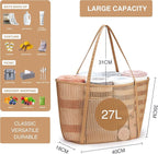 KALIDI Upgrade Version Beach Mesh Tote Bag MAX 27L Large capacity,Shoulder Bag Nylon Hobo Women Casual Foldable Beach Picnic