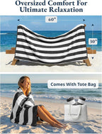 LANE LINEN Beach Towels 4 Pack - 520 GSM, (30" x 60") 100% Cotton Pool Towel for Adults - Thick & Highly Absorbent Extra Large Beach Towel - Super Soft & Quick Dry Cabana Stripe Pool Towel Set - Grey